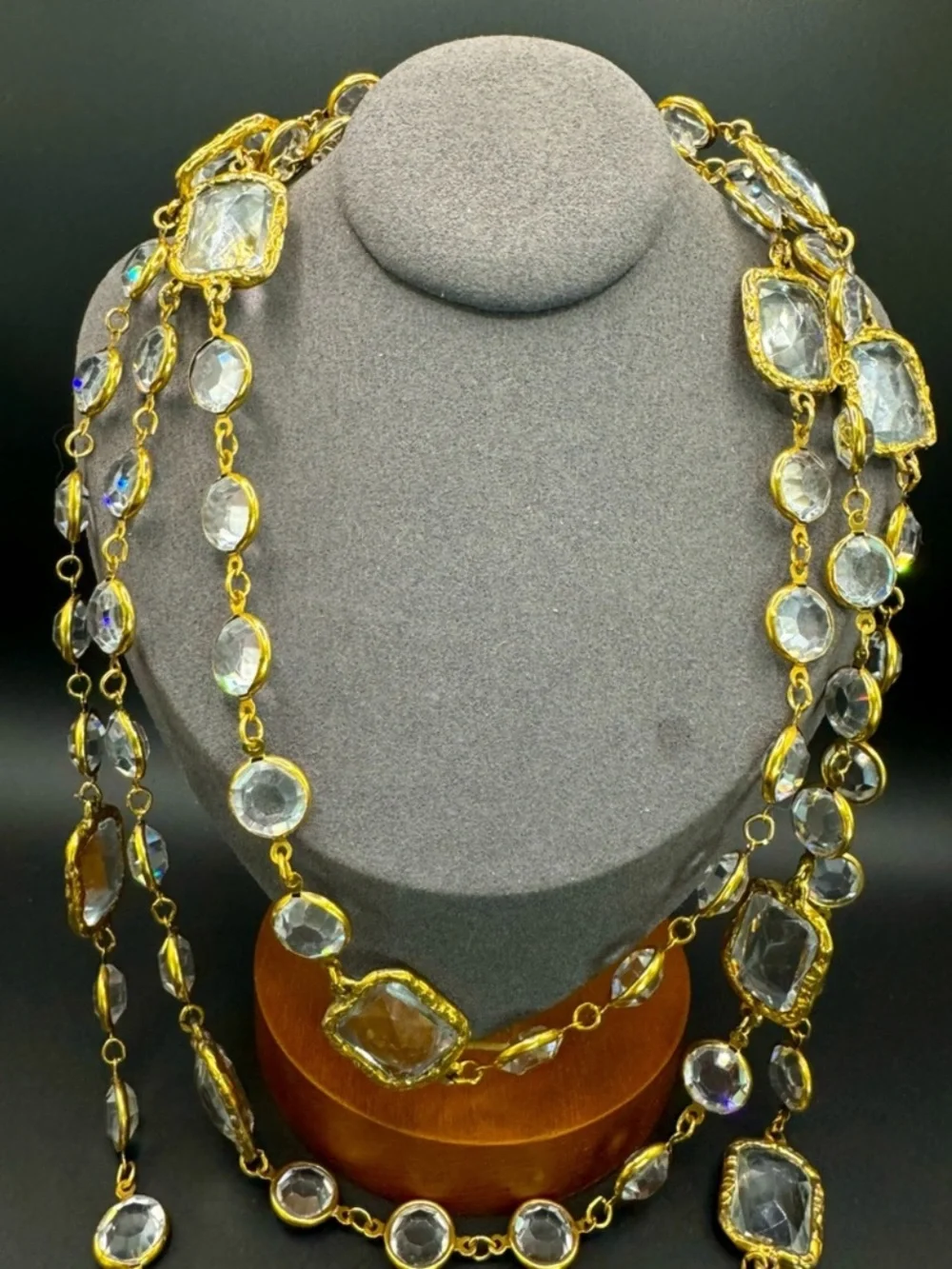 Chanel 24K Gold Plated 1981 Vintage Chicklet Long Opera Necklace, Collectors